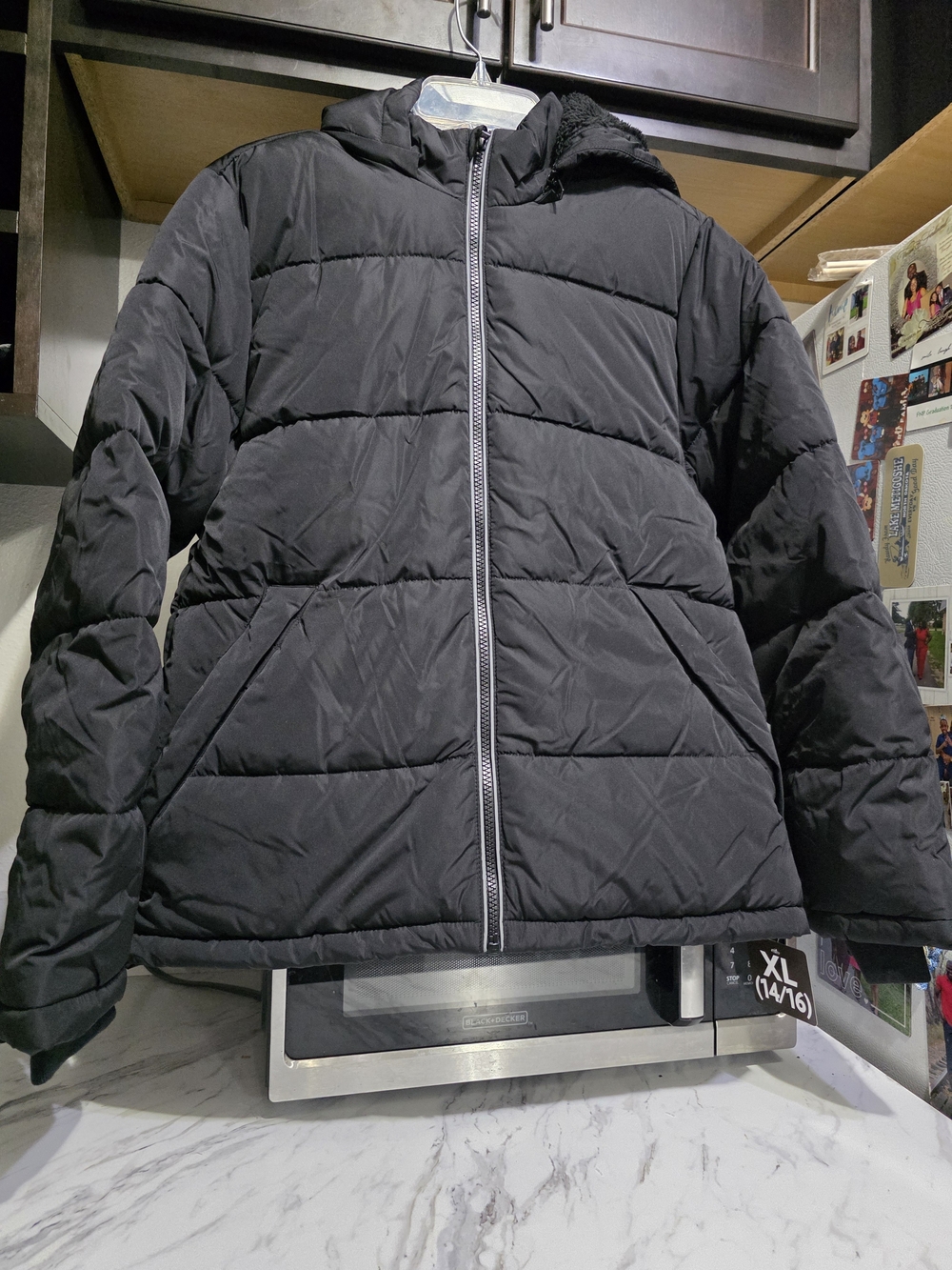 New Members Mark Black Puffer Jacket with Hood Youth Boys 14/16 - Picture 5 of 12